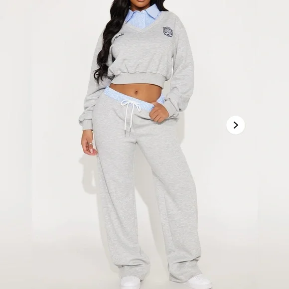 Riley Double Waistband Pant Set - Heather Grey - Picture 4 of 9